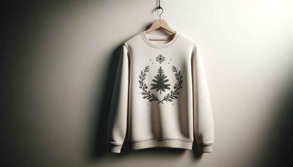 Minimalistischer Weihnachtsdruck auf dem Pullover